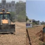 अजबपुर कला में आठ बीघा में की जा रही अवैध प्लॉटिंग पर चला एमडीडीए का बुलडोजर