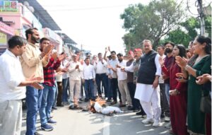 राहुल गांधी की बयानबाजी के विरोध में भाजपा का प्रदर्शन, फूंका पुतला